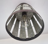 Galvanized Open Weave Basket Ceiling Light