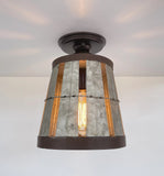 Galvanized Open Weave Basket Ceiling Light