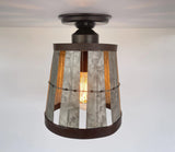Galvanized Open Weave Basket Ceiling Light
