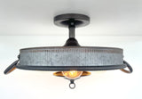 Farmhouse Ceiling Light -Rustic Reeded Galvanized Flat Tub