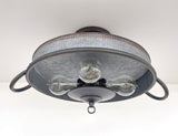 Farmhouse Ceiling Light -Rustic Reeded Galvanized Flat Tub