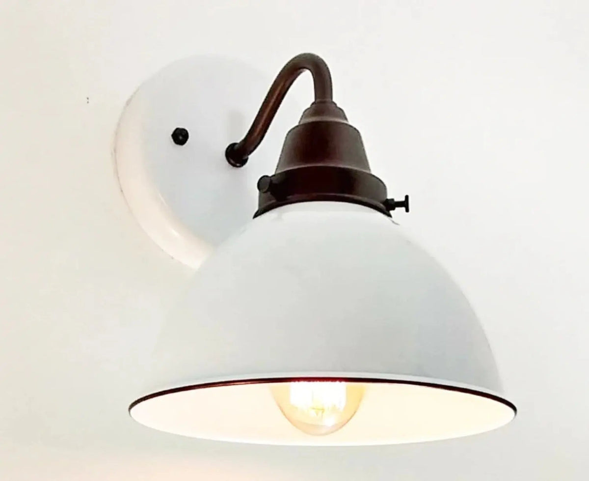 White Enamel Wall SCONCE Farmhouse Lighting – Nox Lighting, image size:1200x979