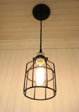 Industrial Cage Pendant Light with Edison Bulb