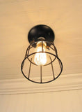 Industrial Cage Ceiling Light with Edison Bulb