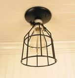 Industrial Cage Ceiling Light with Edison Bulb