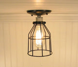 Industrial Cage Ceiling Light with Edison Bulb