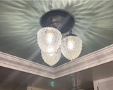 Antique Acorn Glass Ceiling Lighting Fixture Chain Trio