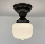 Simple Schoolhouse CEILING LIGHT Fixture of Milk Glass
