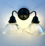 Antique Glass Wall Sconce Light Fixture Vintage Holophane Shade
