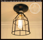 Industrial Cage Ceiling Light with Edison Bulb