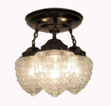 Antique Acorn Glass Ceiling Lighting Fixture Chain Trio