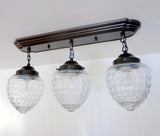 Antique Glass Ceiling Light Rectangular Chain Trio