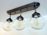 Glass Light Fixture on Rectangular Chain Trio