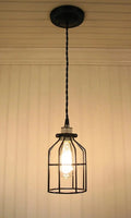 Industrial Cage Pendant Light with Edison Bulb