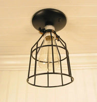 Industrial Cage Ceiling Light with Edison Bulb