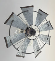 Galvanized Windmill Farmhouse Wall Sconce Light